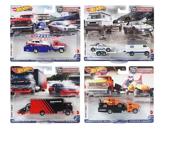 Team Transport ''M'' Case  2021 Set of 4 - Hotwheels 1/64  -  FLF56-956M  -  Passion Diecast 
