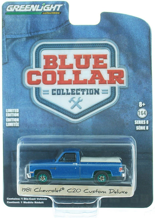 1981 Chevrolet Custom 20 Bed Cover Light Blue Poly - Blue Collar Collection 8 - GREEN MACHINE 1/64 - 35180 DGR