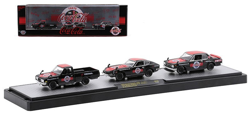 1974 Datsun Pickup, 1970 Nissan Fairlady 432, and 1971 Nissan Skyline GT-R - Coca-Cola 3-Piece Set -  M2 1/64 - 56000-TW08 B