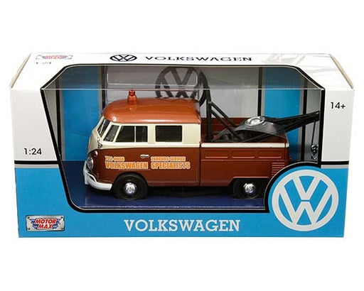 Volkswagen Type 2 T1 Pickup Tow Truck Brown/Cream  -  Motormax 1-24 - 79585  - Passion Diecast 