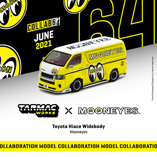 Toyota Hiace Widebody Mooneye's Yellow - Tarmac Works  Hobby  -  1/64  - T64-038-ME- Passion Diecast 