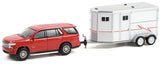 2021 Chevrolet Tahoe in Cherry Red Tintcoat with Horse Trailer - Hitch & Tow 23, 1/64 Greenlight - 32230 C