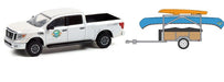 2019 Nissan Titan XD Pro-4X  with Canoe Trailer,  Canoe and Kayak - Hitch & Tow 23, 1/64 Greenlight - 32230 A