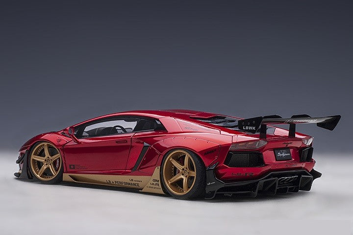 Lamborghini Aventador Liberty Walk LB-WORKS - Hyper Red with gold accents -  Autoart - 79182 - Passion Diecast