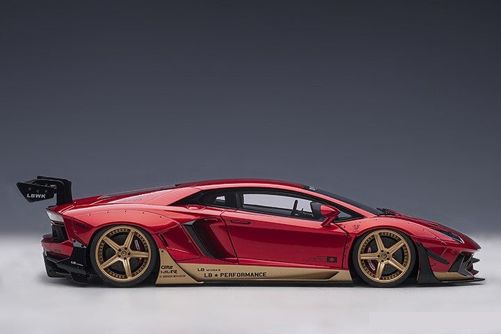Lamborghini Aventador Liberty Walk LB-WORKS - Hyper Red with gold accents -  Autoart - 79182 - Passion Diecast