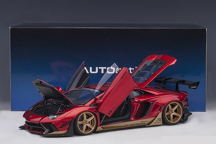 Lamborghini Aventador Liberty Walk LB-WORKS - Hyper Red with gold accents -  Autoart - 79182 - Passion Diecast