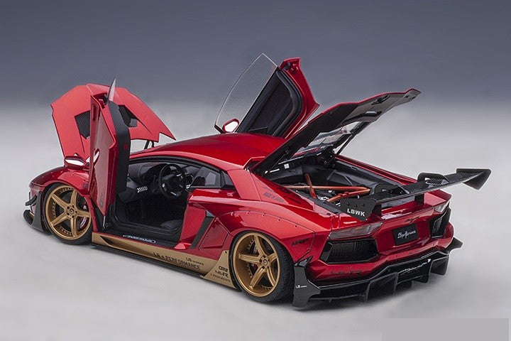 Lamborghini Aventador Liberty Walk LB-WORKS - Hyper Red with gold accents -  Autoart - 79182 - Passion Diecast