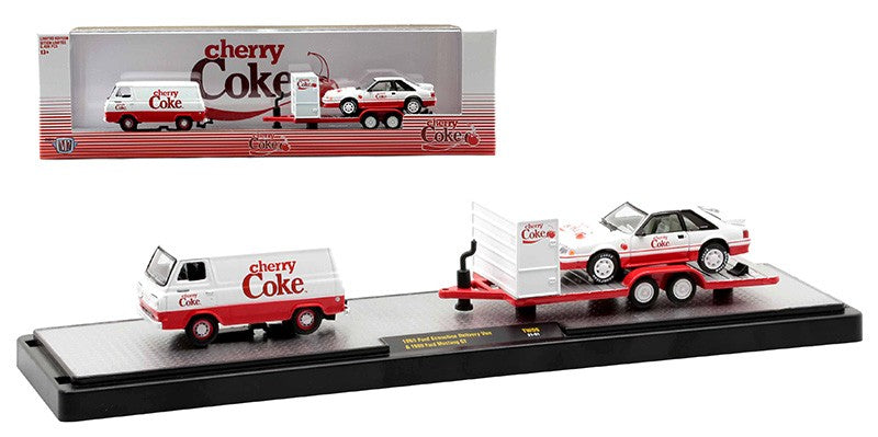 Cherry Coke - 1965 Ford Econoline Delivery Van and 1990 Ford Mustang GT -  M2 1/64 - 56000 TW09 C