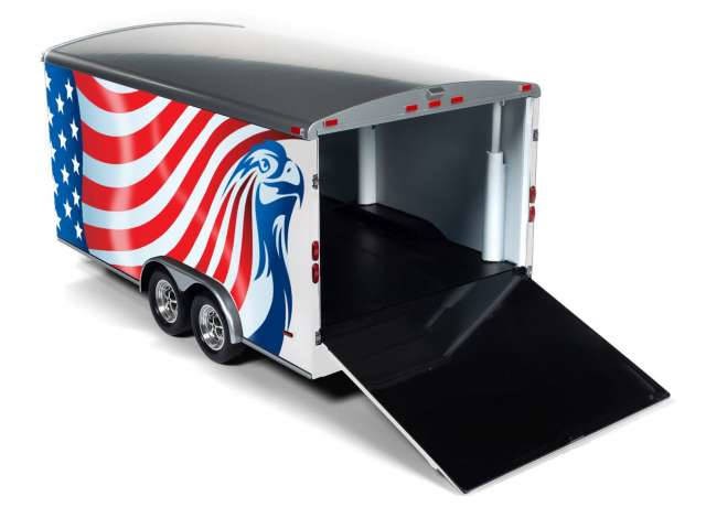 American Flag Enclosed Trailer - Auto World  1/18 - AMM1266
