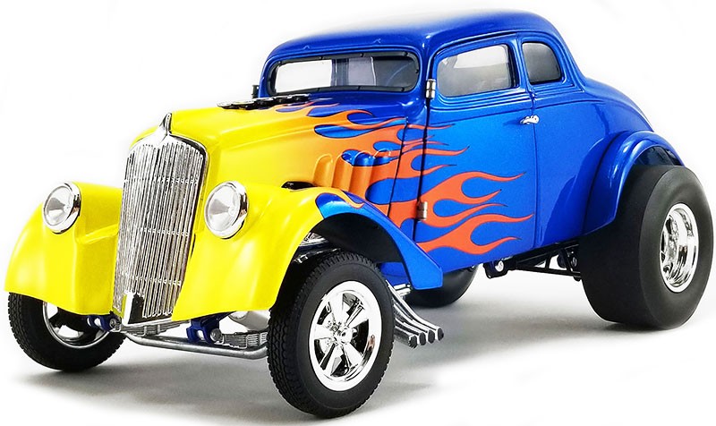 Rat Fink 1933 Gasser Blue / yellow Flame  1:18 ACME  A1800918 -  Passion Diecast 
