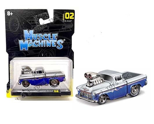 1955 Chevrolet Cameo Pickup Truck - Maisto  Muscle Machines 1/64 - 15553 BL- Passion Diecast 