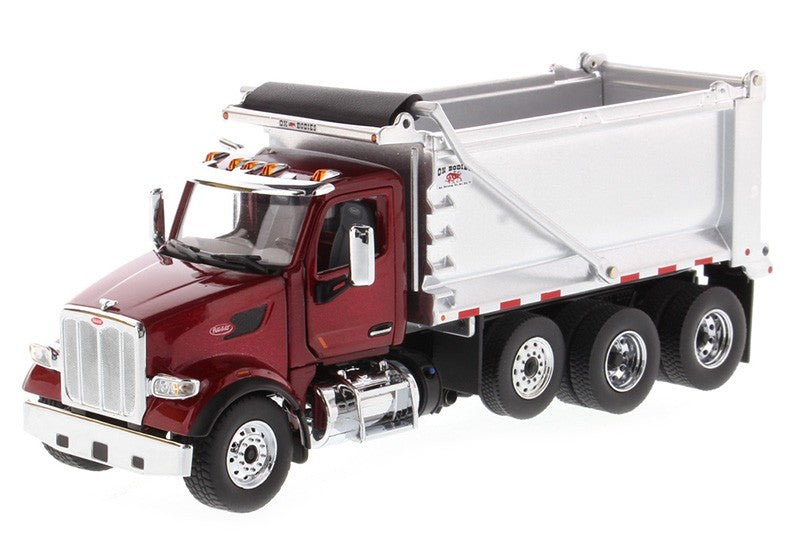 Peterbilt 567 Dump Truck Tandem with Pusher Axle Red -  Diecast Master  1/50 -  71077 - Passion Diecast
