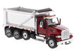 Peterbilt 567 Dump Truck Tandem with Pusher Axle Red -  Diecast Master  1/50 -  71077 - Passion Diecast