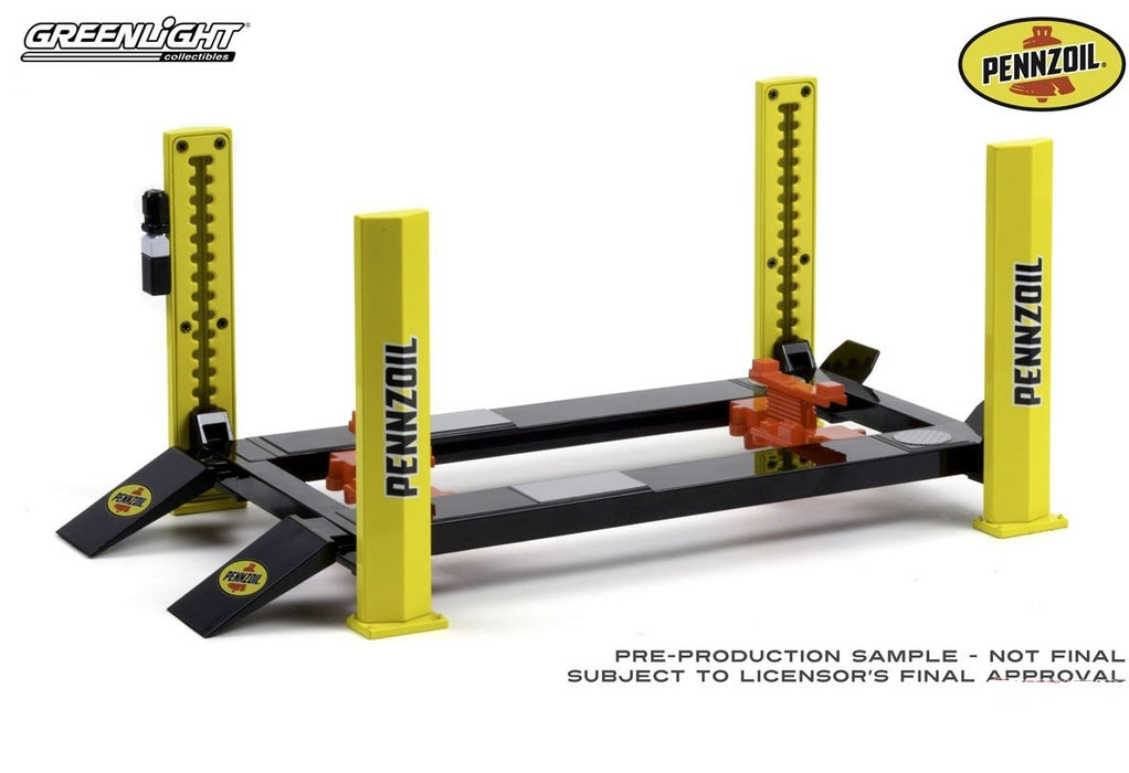 Four-Post Lift - Pennzoil -  Greenlight -  1/18  13619 Passion Diecast 