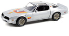1977 Pontiac Firebird "Fire Am" Very Special Equipment in Silver with Hood Bird - Greenlight 1/18 - 19101 - Passion  Diecast 