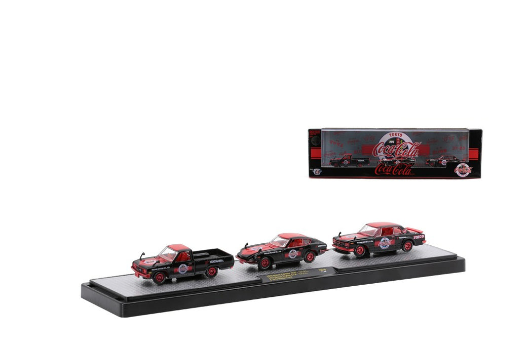 1974 Datsun Pickup, 1970 Nissan Fairlady 432, et 1971 Nissan Skyline GT-R - Coca-Cola - M2 CHASE CAR - 56000-TW10 BGR