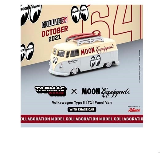 Volkswagen Type II T1 Panel Bus Mooneyes with Roof Rack and Surfboards - Tarmac Works  Hobby  -  1/64  - T64S-005-MEI