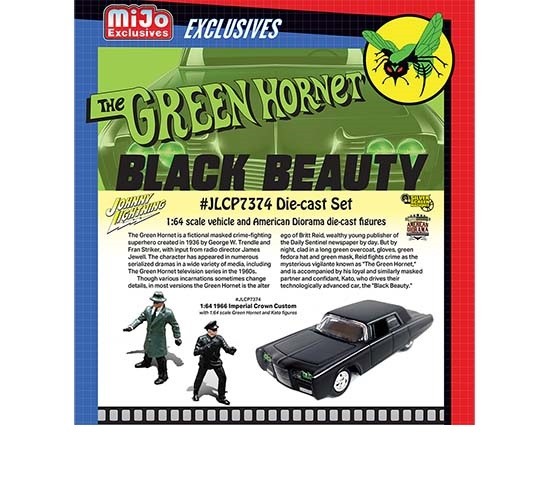 The Green Hornet Black Beauty w/  Figures of Green Hornet & Kato -  Johnny Lightning 1:64 -JLCP7374 -  Passion Diecast