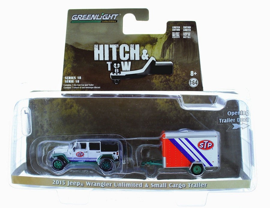 2015 Jeep Wrangler Unlimited with STP Small Cargo Trailer  Hitch & Tow Series 18 GREENMACHINE 1-64 - 32180 BGR