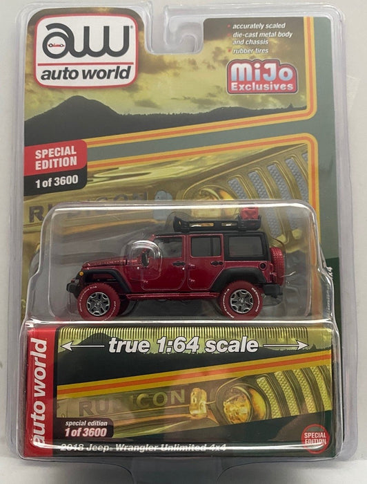 2018 Jeep Wrangler Rubicon Unlimited Yellow - Auto World CHASE CAR ULTRA RED 1:64 Premium - CP7752GR