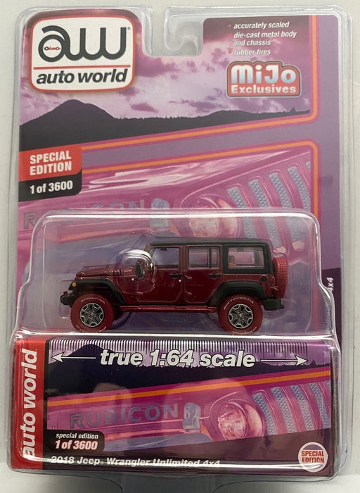 2018 Jeep Wrangler Rubicon Unlimited 4x4 Pink - Auto World CHASE CAR ULTRA RED 1/64 Premium - CP7753GR