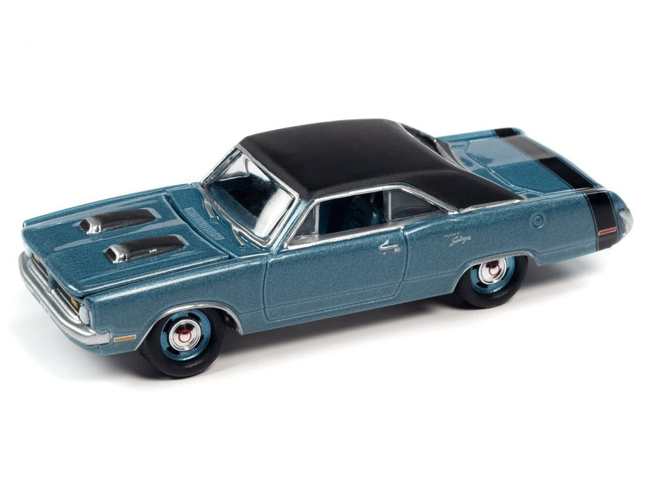 1970 Dodge Dart Swinger Light Blue Poly with Flat Black Roof - Muscle Car USA Johnny Lightning 1:64 - JLSP176 B   JLMC027