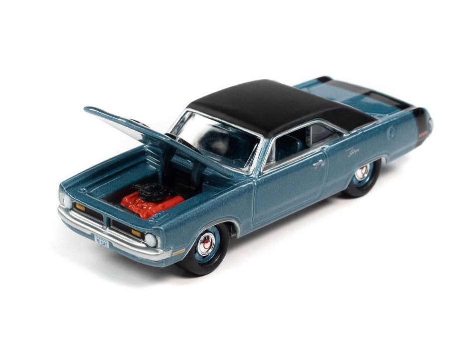1970 Dodge Dart Swinger Light Blue Poly with Flat Black Roof - Muscle Car USA Johnny Lightning 1:64 - JLSP176 B   JLMC027