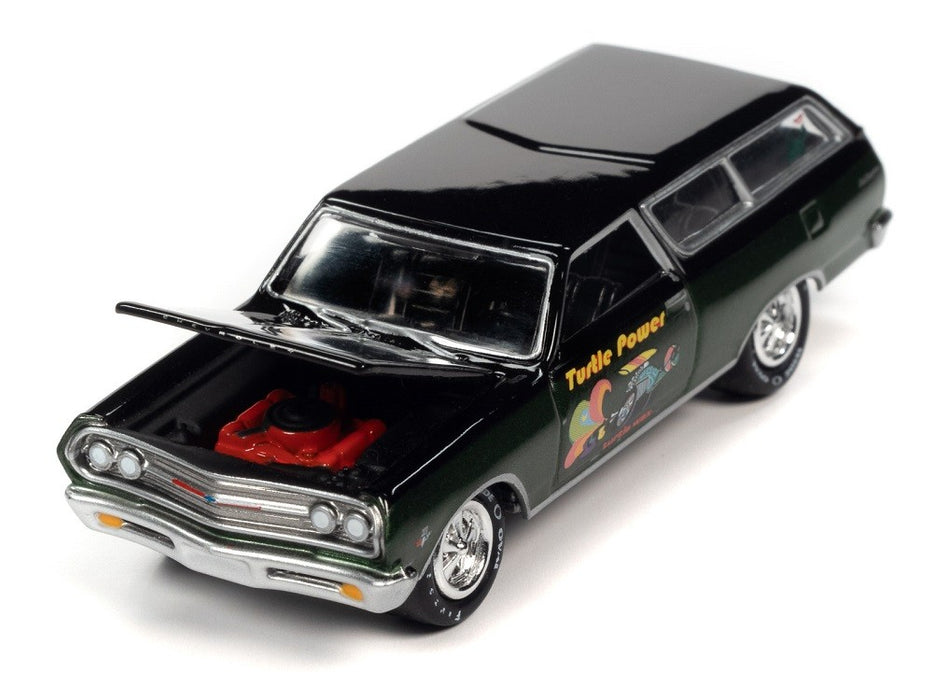 1965 Chevrolet Chevelle Wagon Green Metallic Gloss Black  - Muscle Car USA Johnny Lightning 1:64 - JLSP173 A   JLMC027