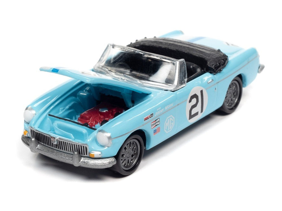 1963 MGB Sky Blue - Import Heat - Street Freaks - Johnny Lightning 1:64 - JLSP179 B   JLSF021 - Passion Diecast