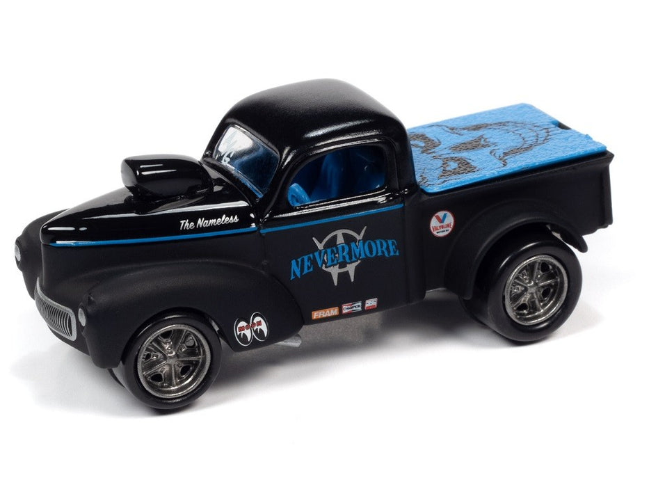 1941 Willys Gasser Pickup - Flat Black and Dark Blue - Street Freaks -  Johnny Lightning 1:64 - JLSP181 A   JLSF021