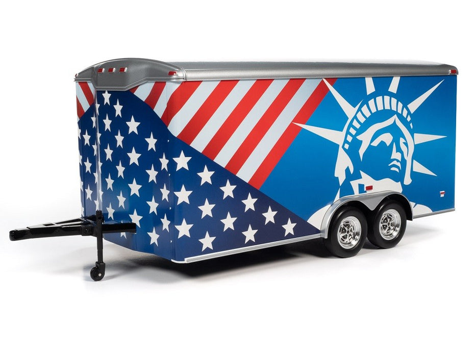 Enclosed Trailer - Patriotic - Auto World  1/18 -  AMM1284 - Passion Diecast 