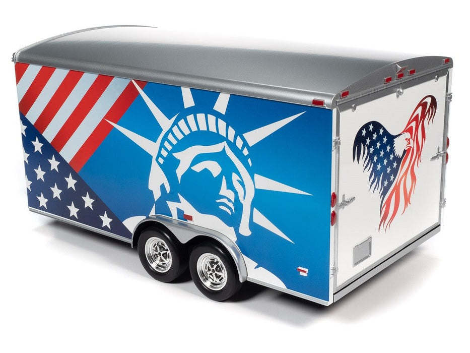 Enclosed Trailer - Patriotic - Auto World  1/18 -  AMM1284 - Passion Diecast 