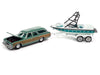 1973 Chevy Caprice Woody Wagon Green with Mastercraft Boat and Trailer - Johnny Lightning  1:64 - JLBT015 JLSP204-A