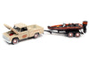 1965 Chevy Stepside Pickup Beige, Orange, and Black with Bass Boat and Trailer - Johnny Lightning  1:64 - JLBT015 JLSP203-A
