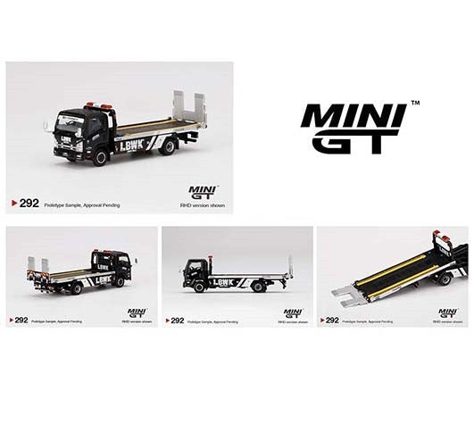 Mini GT - 1:64 - Isuzu N-Series Vehicles Flatbed Car Transport LBWK Black - Mijo Exclusives USA  - MGT00292 R