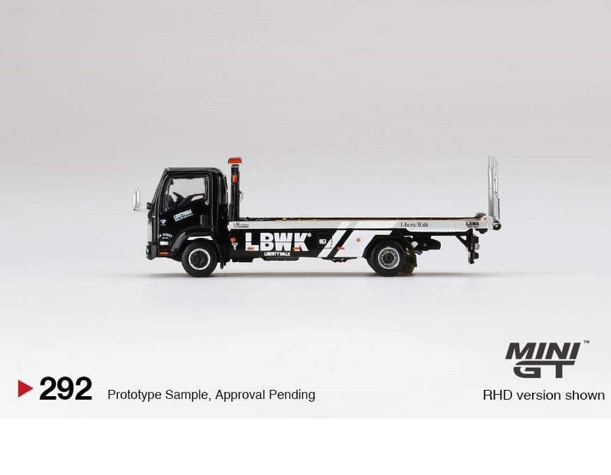 Mini GT - 1:64 - Isuzu N-Series Vehicles Flatbed Car Transport LBWK Black - Mijo Exclusives USA  - MGT00292 R