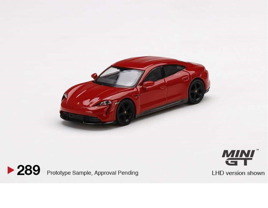 Mini GT - 1:64 - Porsche Taycan Turbo S Carmine Red - Mijo Exclusives USA  - MGT00289 - Passion Diecast 