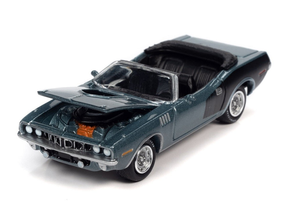 1971 Plymouth Cuda Convertible Grey - Muscle Car USA Johnny Lightning 1:64 - JLSP153 B   JLMC026 - Passion Diecast