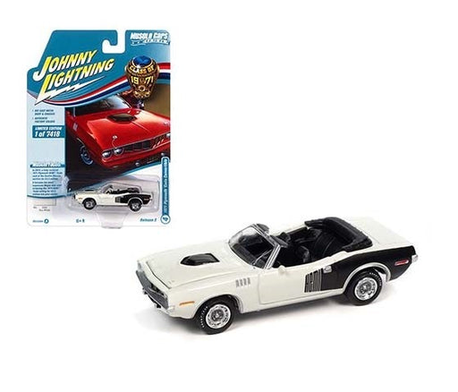 1971 Plymouth Cuda Convertible White - Muscle Car USA Johnny Lightning 1:64 - JLSP153 A   JLMC026 - Passion Diecast