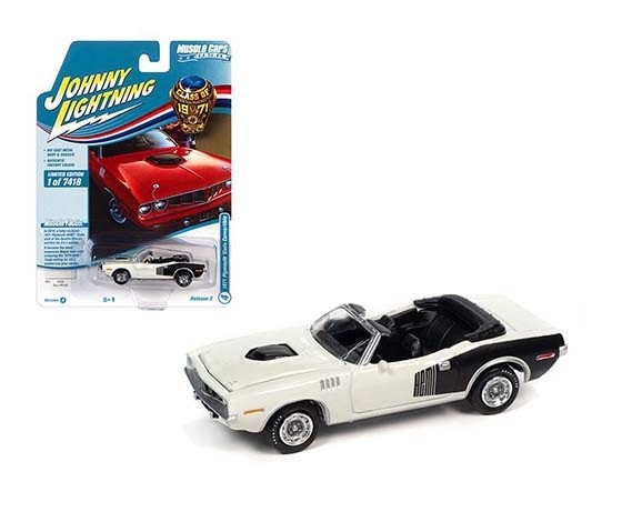 1971 Plymouth Cuda Convertible White - Muscle Car USA Johnny Lightning 1:64 - JLSP153 A   JLMC026 - Passion Diecast