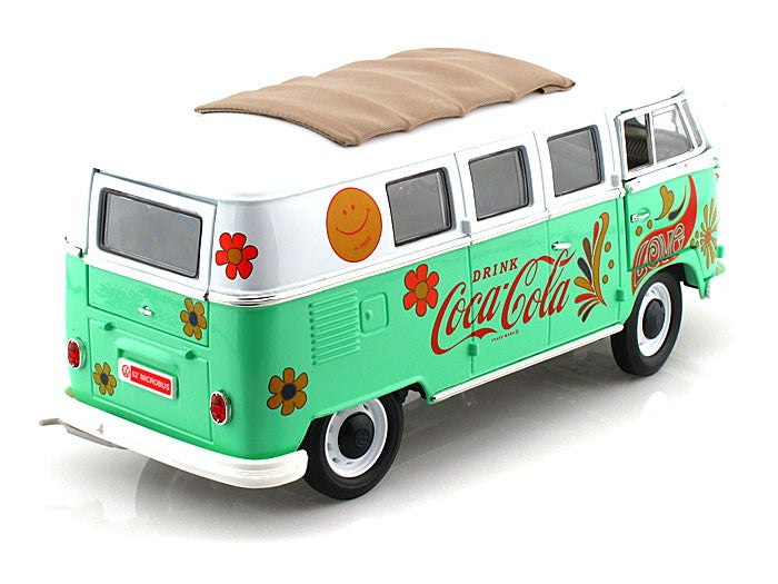 1962 VW Minivan Green Flowers