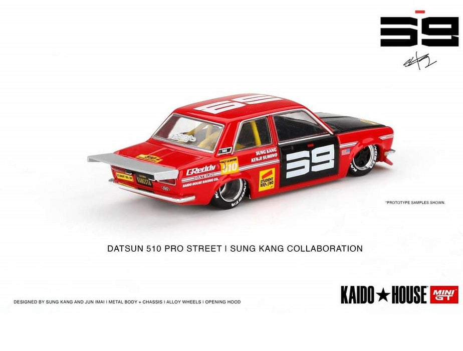 KaidoHouse Datsun 510 Pro Street SK510 Red - Mini GT - Mijo Exclusives 1/64 - KHMG003 - Passion Diecast 