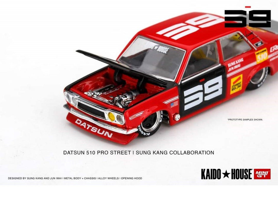 KaidoHouse Datsun 510 Pro Street SK510 Red - Mini GT - Mijo Exclusives 1/64 - KHMG003 - Passion Diecast 