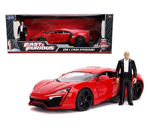 Fast & Furious Lykan Hypersport with Dom Figure & Working Lights  -  Jada 1/18 -  31140 Passion Diecast 