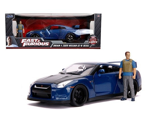 Fast & Furious 2009 Nissan GT-R (R35) With Brian Figure & Working Lights  -  Jada 1/18 -  31142 Passion Diecast 