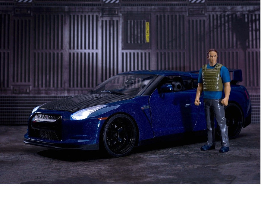 Fast & Furious 2009 Nissan GT-R (R35) With Brian Figure & Working Lights  -  Jada 1/18 -  31142 Passion Diecast 