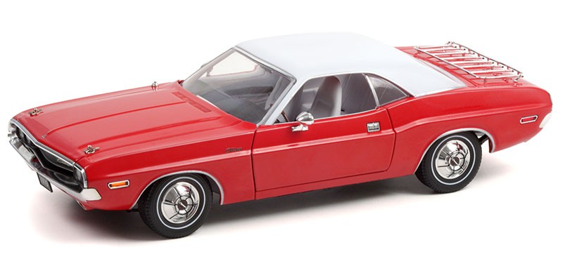 1970 Dodge Challenger- The Challenger Deputy -  in Bright Red with White Roof - Greenlight 1/18 - 13618  - Passion Diecast 