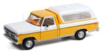 1976 Ford F-100 Pickup in Chrome Yellow with White Combination Tu-Tone and Deluxe Bed Cover - 1/18  Greenlight - 13621