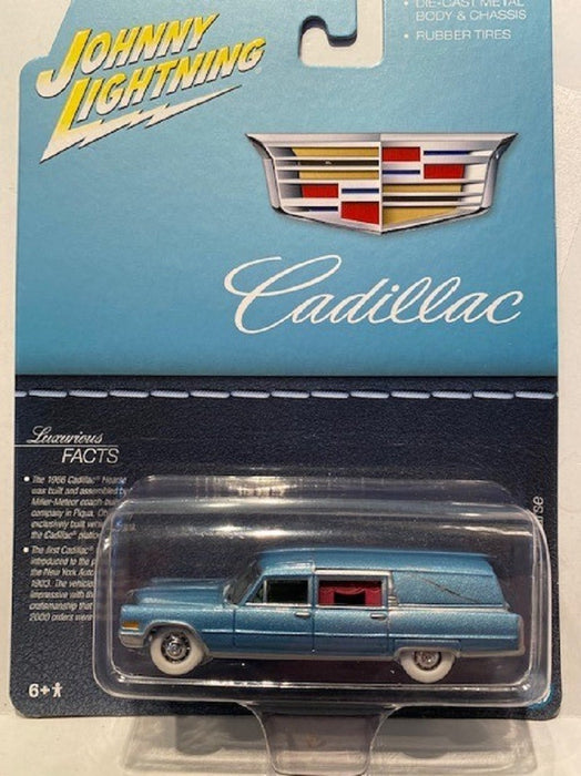 1966 Cadillac Hearse - Blue - WHITE LIGHTNING - 1:64 - JLSP114GR
