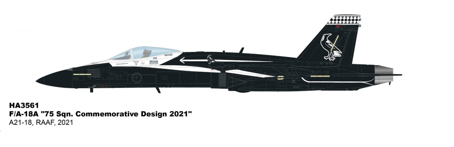 McDonnell Douglas F/A-18A Hornet RAAF No.75 Sqn, A21-018 Magpie, RAAF Tindal, Australia, 2021 / Hobby Master 1:72 HA3561